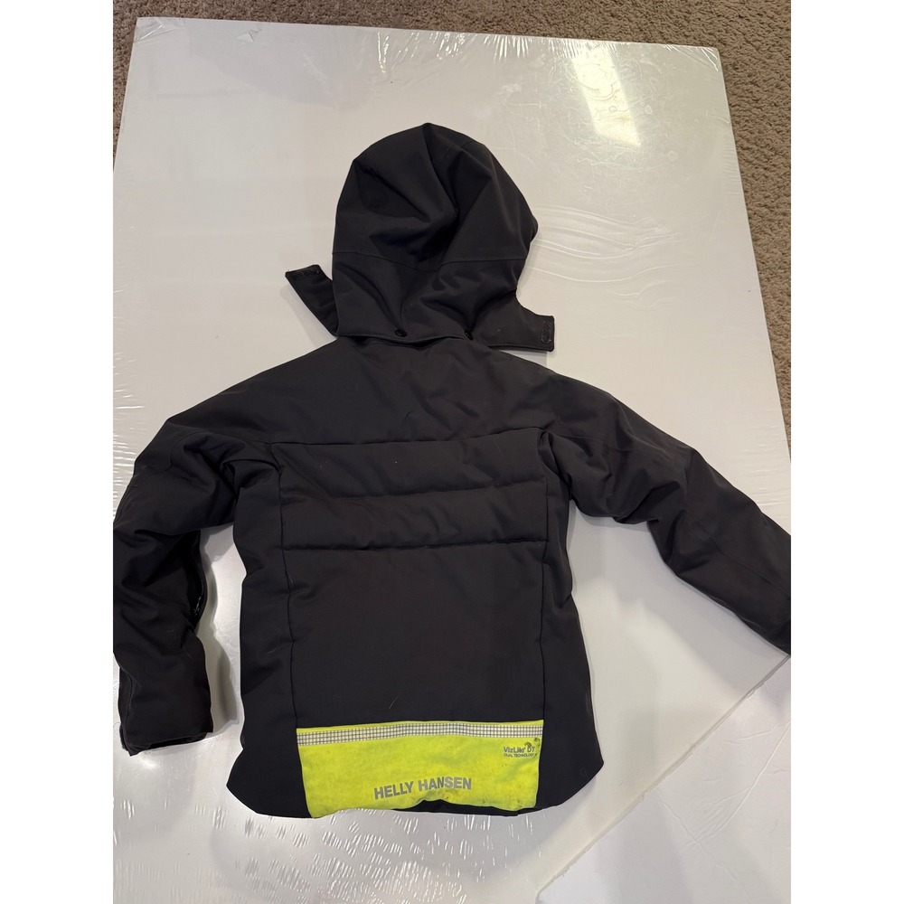 Helly Hansen Kids Ski Jacket Black Neon VizLite DT Reflective Winter Coat Hooded - Picture 6 of 12